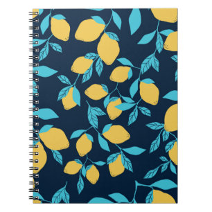 Carnet Un simple motif d'agrumes. citrons mûrs et feuille