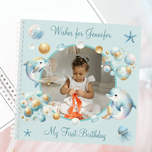 Carnet Under the Sea Cute Dolphins Birthday Guest Book