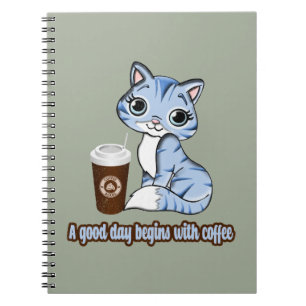 Carnet Une Bonne Journée Commence Avec Du Café Chats Et