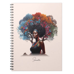 Carnet Une femme afro-américaine aux cheveux arborés