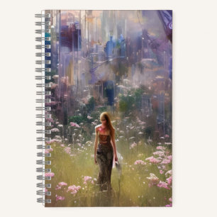 Carnet Une femme en campagne dans un monde post-apocalypt