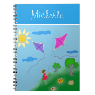 Carnet Une fille avec des cerfs-volants avec le nom