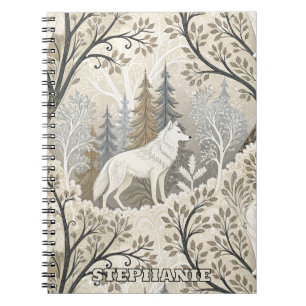 Carnet Une forêt d'hiver paisible avec des loups blancs