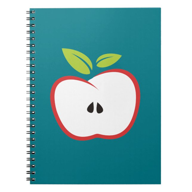 Carnet Une pomme aux contours rouges et aux feuilles vert (Devant)