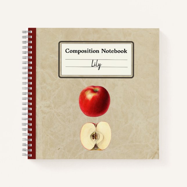 Carnet Une pomme rouge et une composition à moitié person (Devant)