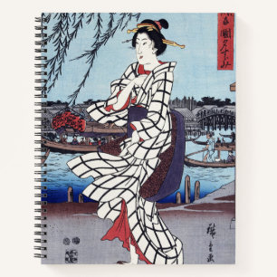 Carnet Une soirée d'été fraîche au pont, Utagawa Hiroshig