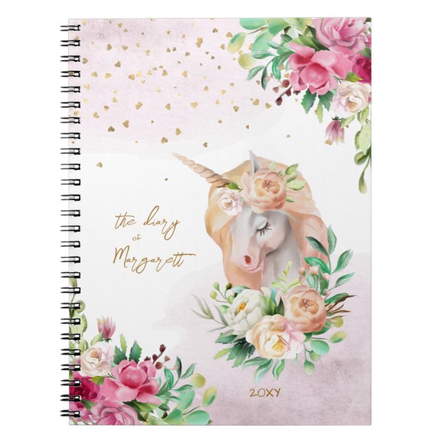 Carnet Unicorn Magical Illustration Girl Daily Diary (Devant)