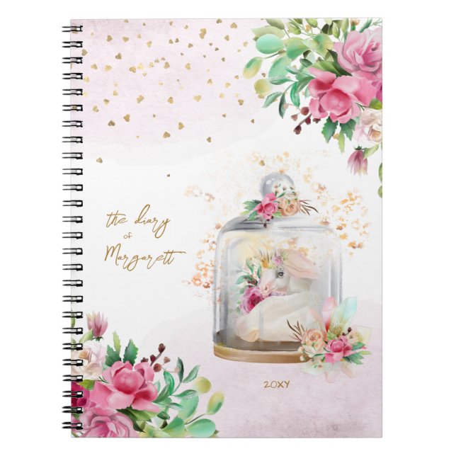 Carnet Unicorn Magical Illustration Girl Daily Diary (Devant)