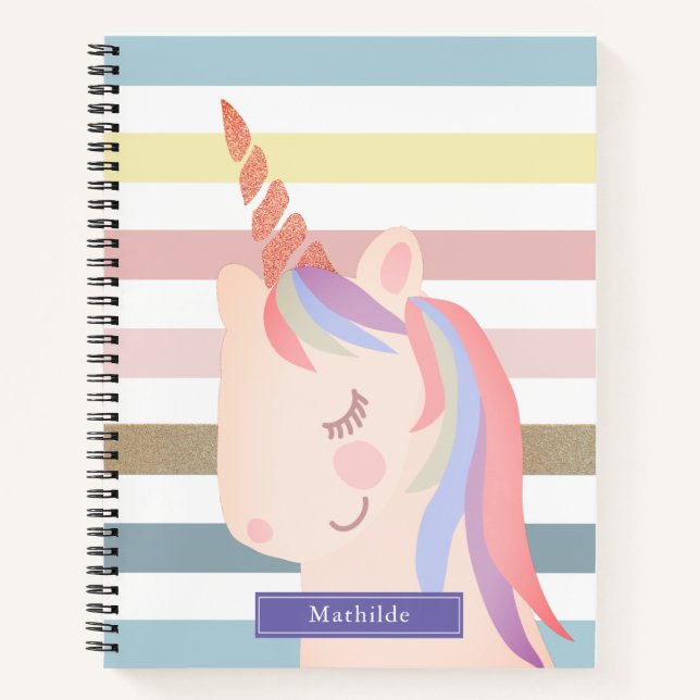 Carnet Unicorn Rainbow Stripes Magique (Devant)