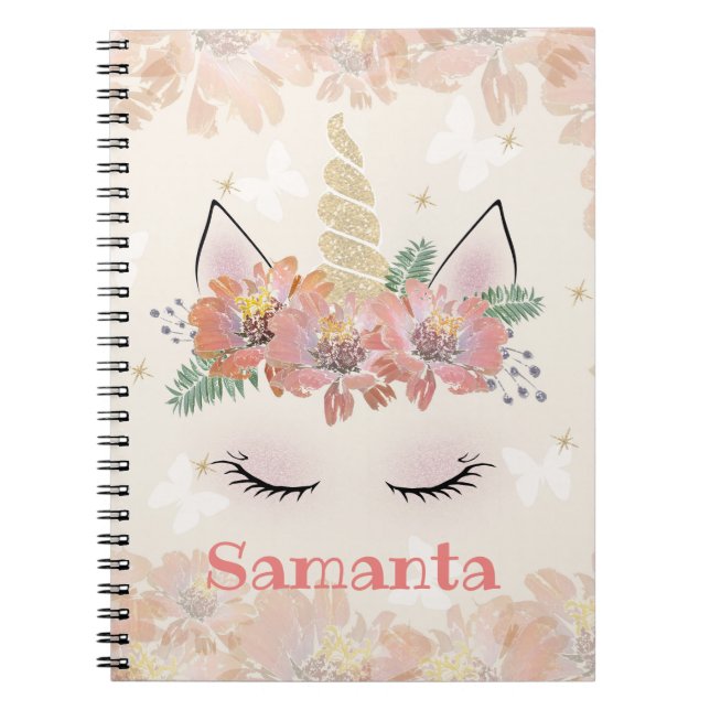Carnet Unicorn, Unicorn Face, personalized (Devant)