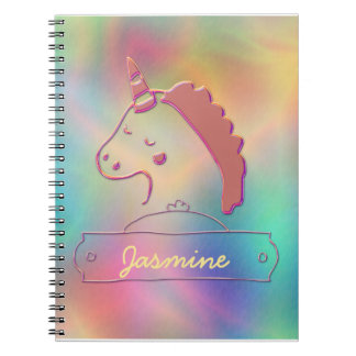 Carnet Unicorne 3D Holographique Nom personnalisé