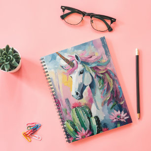Carnet Unicorne Abstraite lunatique et succulents