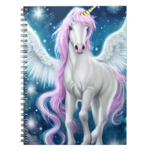 Carnet Unicorne aile Imaginaire avec cheveux roses