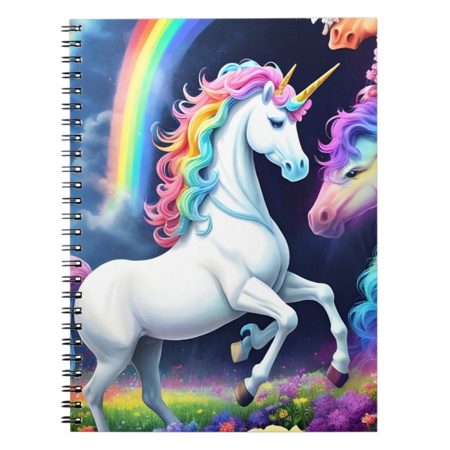 Carnet Unicorne arc-en-ciel une (Devant)