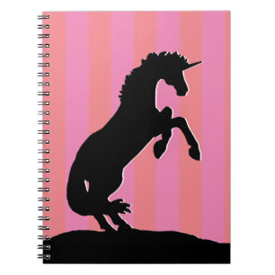 Carnet Unicorne d'élevage noir (rayé rose)