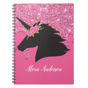 Carnet Unicorne Floral Personnalisé