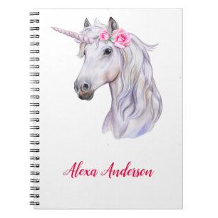 Carnet Unicorne Floral Personnalisé