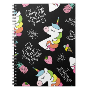 Carnet Unicorne, fraise, ananas, dessins à la crème glacé