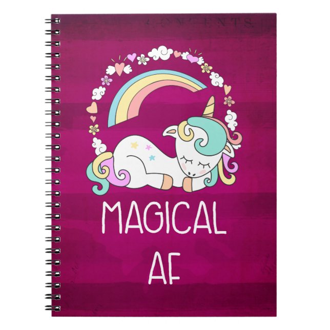 Carnet Unicorne humoristique magique AF sur Motif rouge f (Devant)
