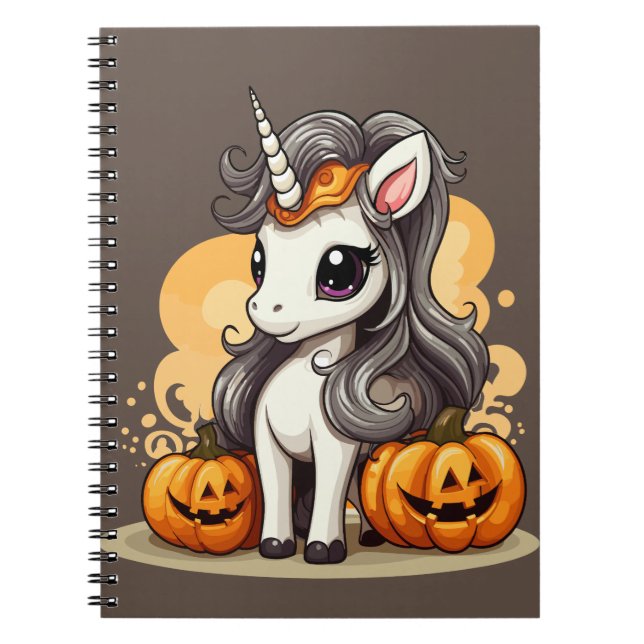 Carnet Unicorne magique : Halloween Citrouille Adventure (Devant)