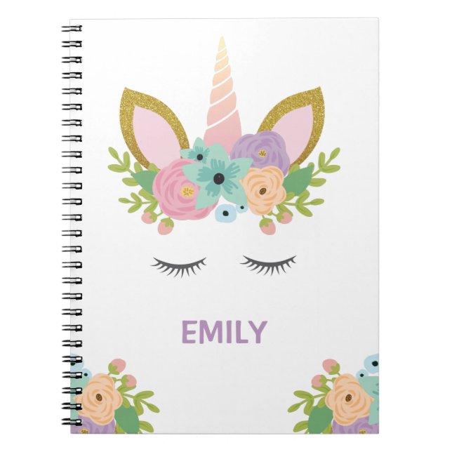 Carnet Unicorne magique parties scintillant de nom person (Devant)