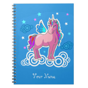 Carnet Unicorne magique rose pâle avec ailes