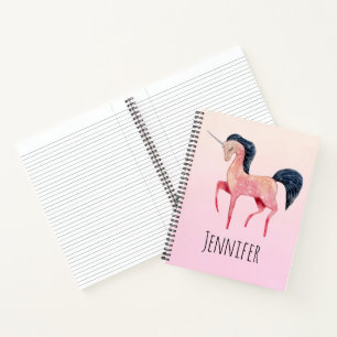 Carnet Unicorne nordique rose avec Mane noir