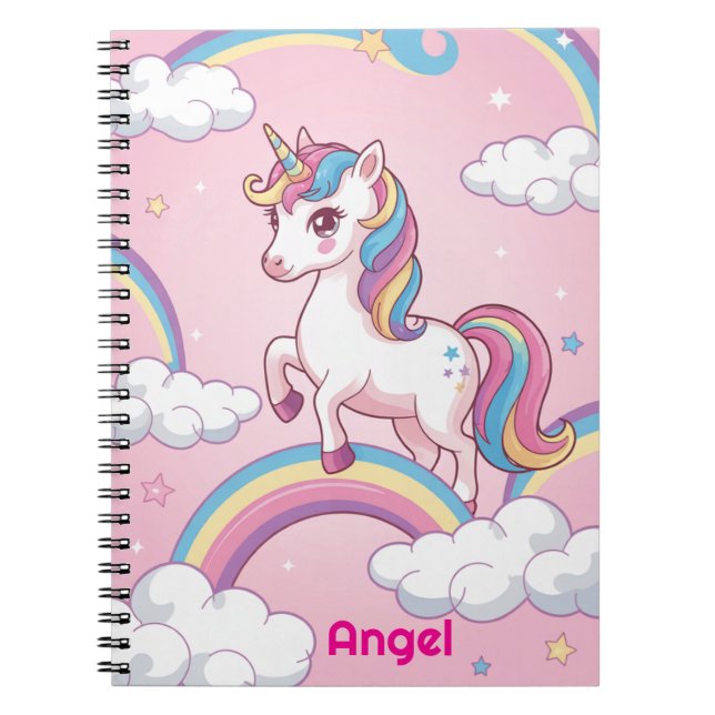 Carnet Unicorne personnalisé - Magic Rainbow Jo (Devant)