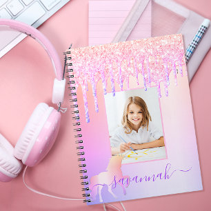 Carnet Unicorne photo personnalisée parties scintillant a