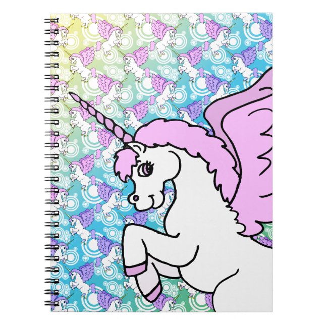 Carnet Unicorne rose et blanc (Devant)