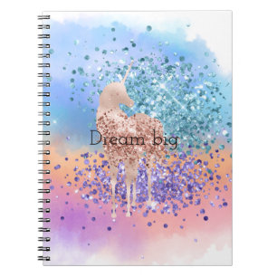 Carnet Unicorne rose étincelle Purple Aqua Parties scinti