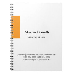Carnet Unique Classique Simple Orange & Blanc