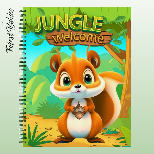 Carnet Unique Squirrel Wildlife Nature Safari Character🐿 (Cute Wild Squirrel "Jungle Welcome"  Nature Wildlife Animal Cartoon Graphic Fun Forest Notebook 🐿)