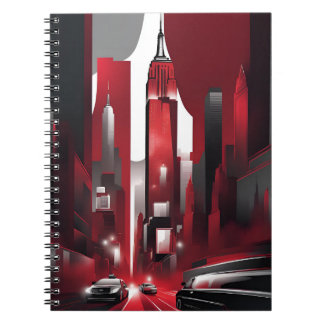 Carnet urbain noir - Paysage moderne en rouge gras