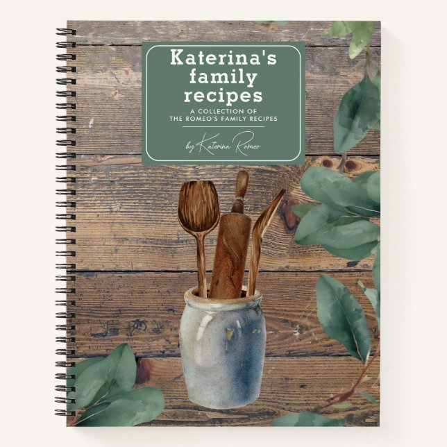Carnet Ustensiles de cuisine en bois Eucalyptus Recette d (Devant)