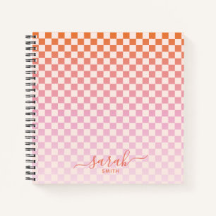 Carnet Vacances d'été À damiers Rose Orange