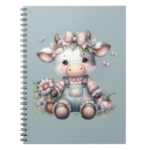 Carnet Vache Bébé mignonne Pastel dans les salons avec fl