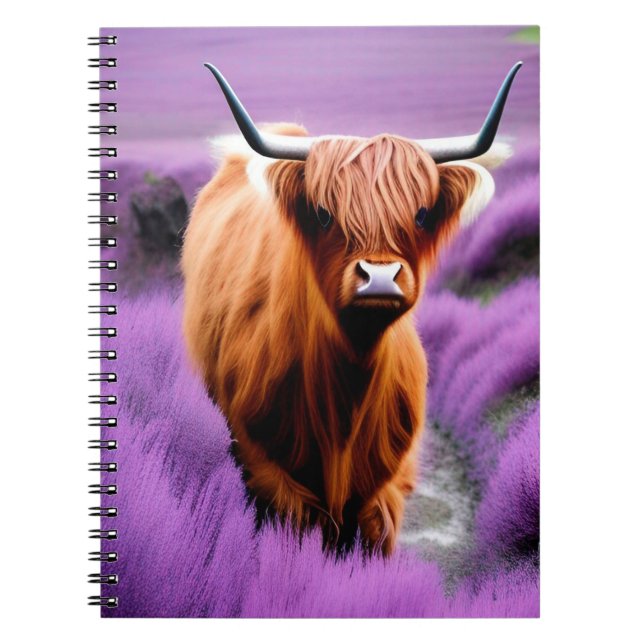 Carnet Vache belle Highland dans le champ Lavender (Devant)
