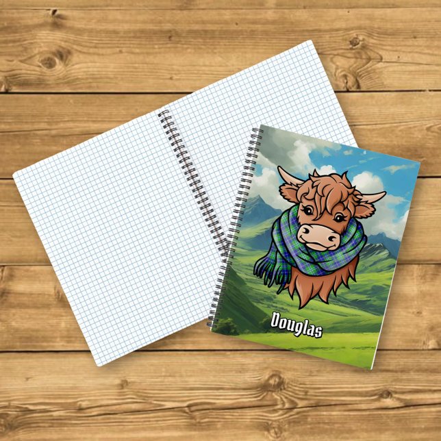 Carnet Vache de Highland avec doudoudouglas Tartan (Créateur téléchargé)