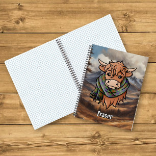 Carnet Vache de Highland avec Schéma de Tartan de chasse