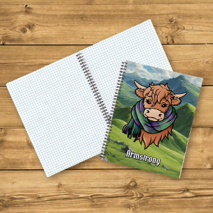 Carnet Vache Highland avec Armstrong Tartan Scarf