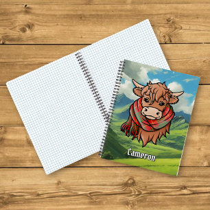 Carnet Vache Highland avec Cameron Tartan Scarf