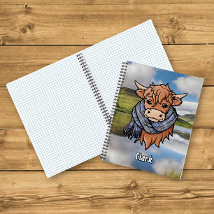 Carnet Vache Highland avec Clark Tartan Scarf