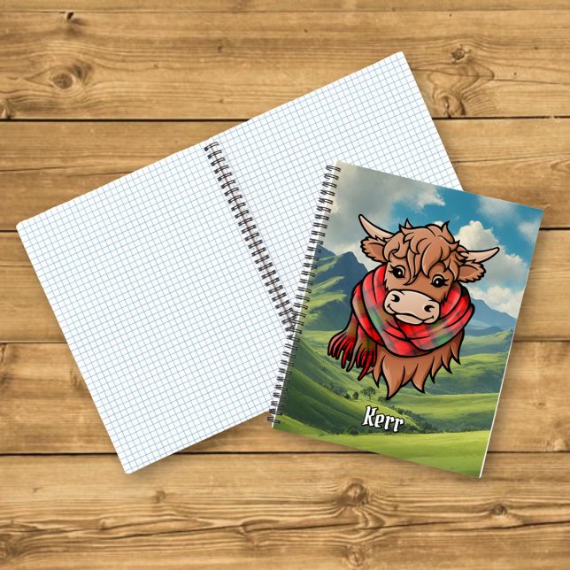 Carnet Vache Highland avec Kerr Tartan Scarf (Créateur téléchargé)