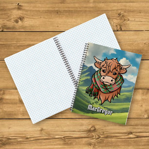 Carnet Vache Highland avec MacGregor Tartan Scarf