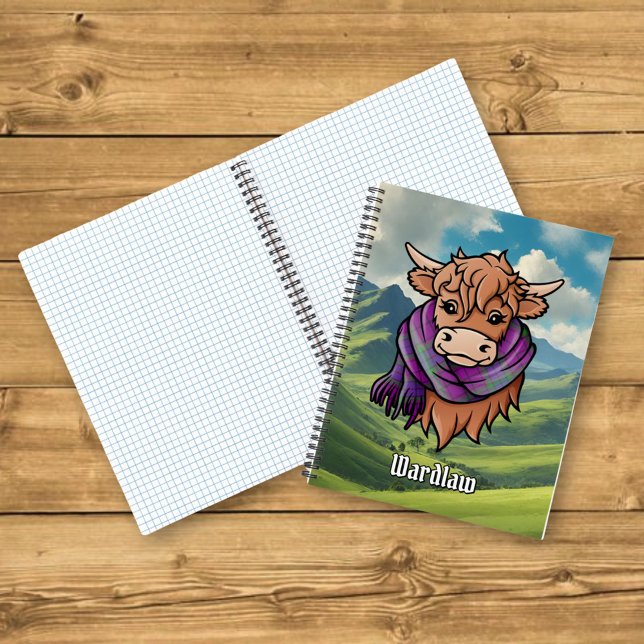 Carnet Vache Highland avec Wardlaw Écharpe Tartan (Créateur téléchargé)