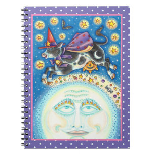 CARNET VACHE SUR L'HOMME DANS LA LUNE, ROUGE COLORÉ