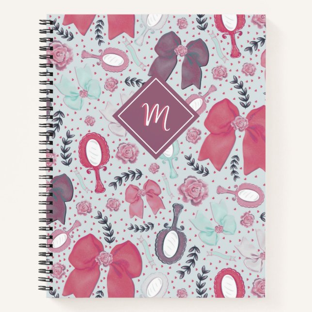Carnet Vaches et Roses gris romantiques (Devant)
