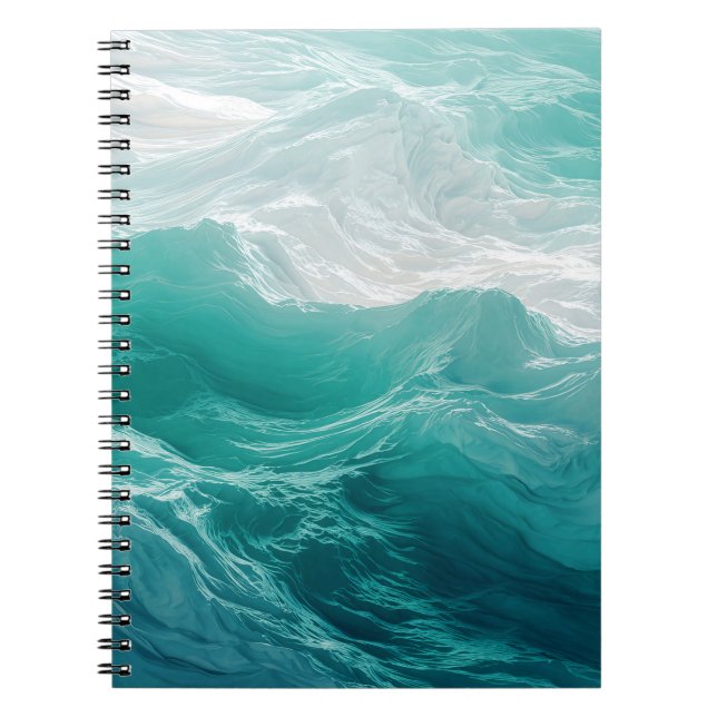 Carnet Vagues Abstraites d'Océan Sarcelle  (Devant)