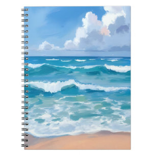 Carnet Vagues de l'océan bleu Aquarelle de mer de plage